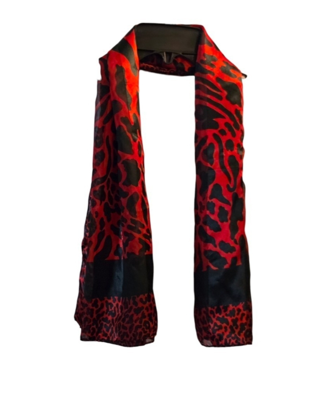 Red & Black Animal Print Scarf